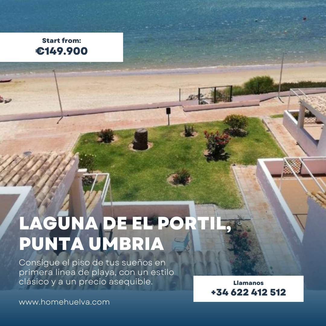 Vista impresionante del mar desde un balcón en primera línea de playa en El Portíl, Punta Umbría, Huelva, España, disponible por 149,900 euros.